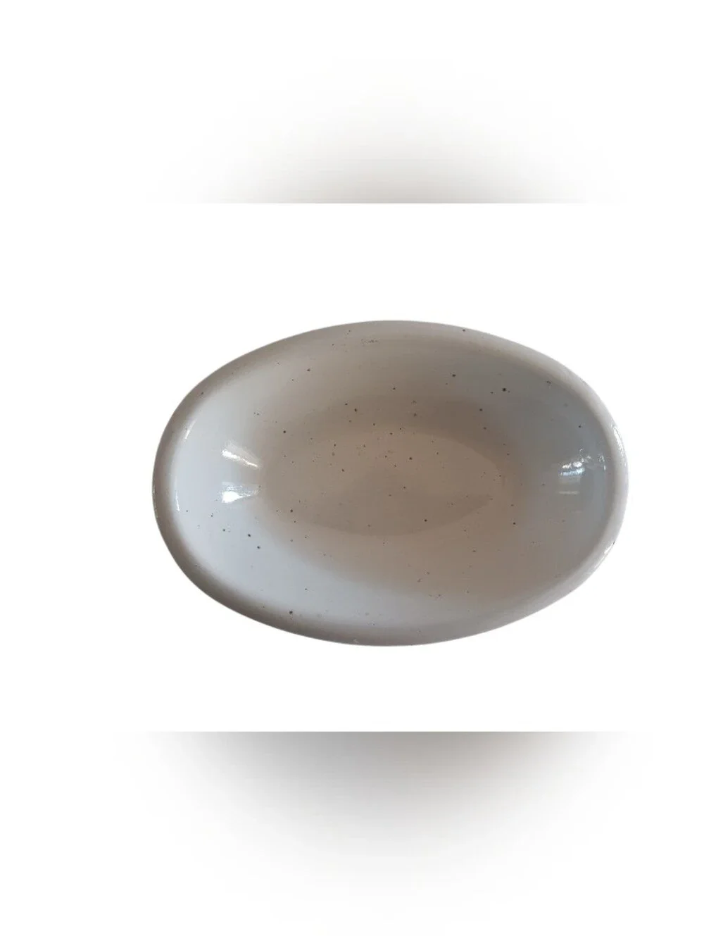 Martha Stewart White Speckled Ceramic Oval Soap/Trinket Bowl